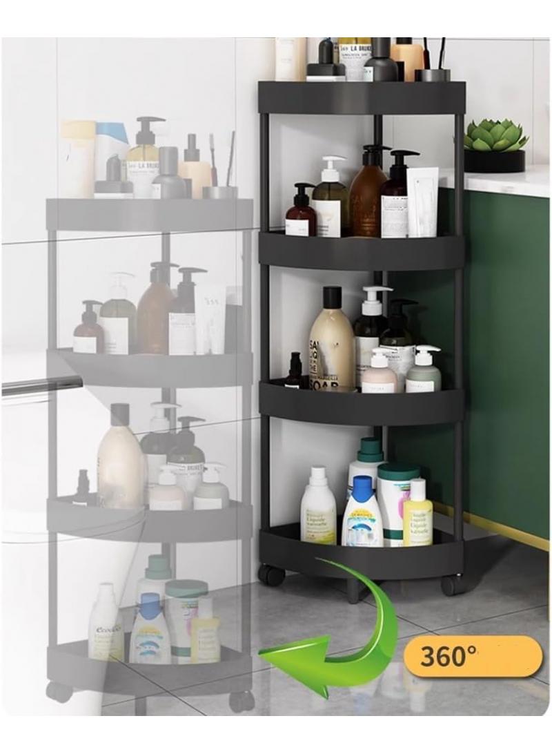 Bluejw 5 Tiers Shower Caddy Bathroom Corner Shelf Organizer With Wheels Rust Proof Corner Open Storage Cart Plastic Shower Shelves For For Bathroom Kitchen Laundry - Image 2