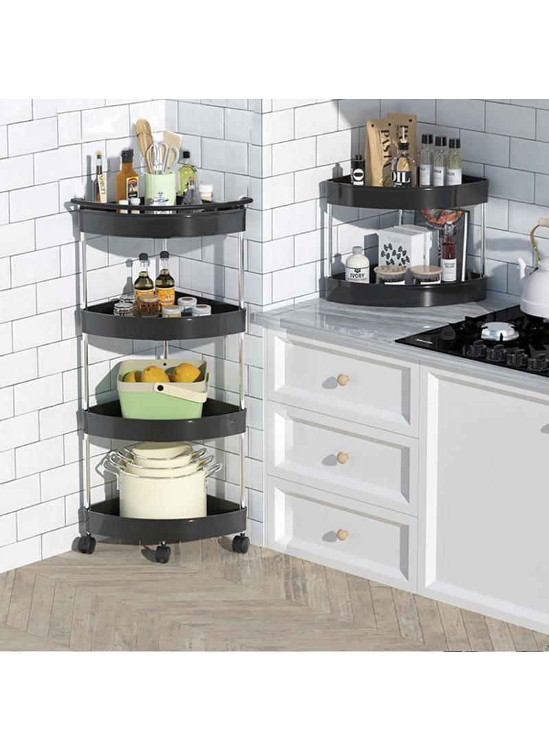 Bluejw 5 Tiers Shower Caddy Bathroom Corner Shelf Organizer With Wheels Rust Proof Corner Open Storage Cart Plastic Shower Shelves For For Bathroom Kitchen Laundry - Image 3