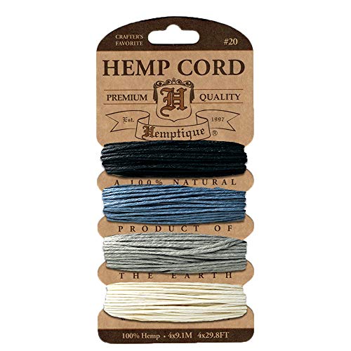 Hemptique Hemp Cord 4 Color Cards - Made with Love - Crafter’s No. 1 Choice – Eco Friendly – Plant Hanger - Scrapbooking – Gardening – Macramé – Home Décor (Onyx Pack) - Image 1