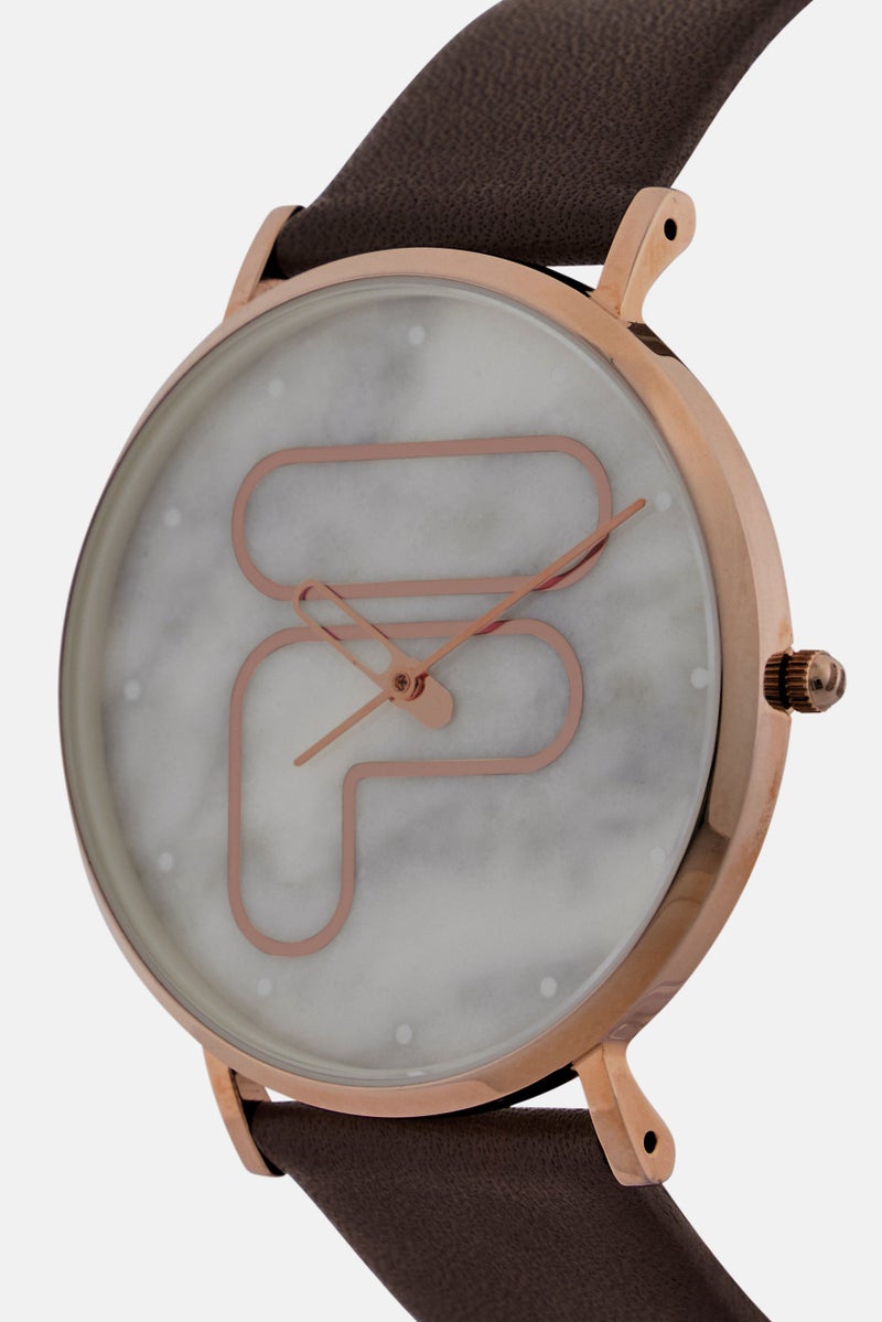FILA Women 38-192-004 Leather Analog Watch 42 mm, Brown - Image 3