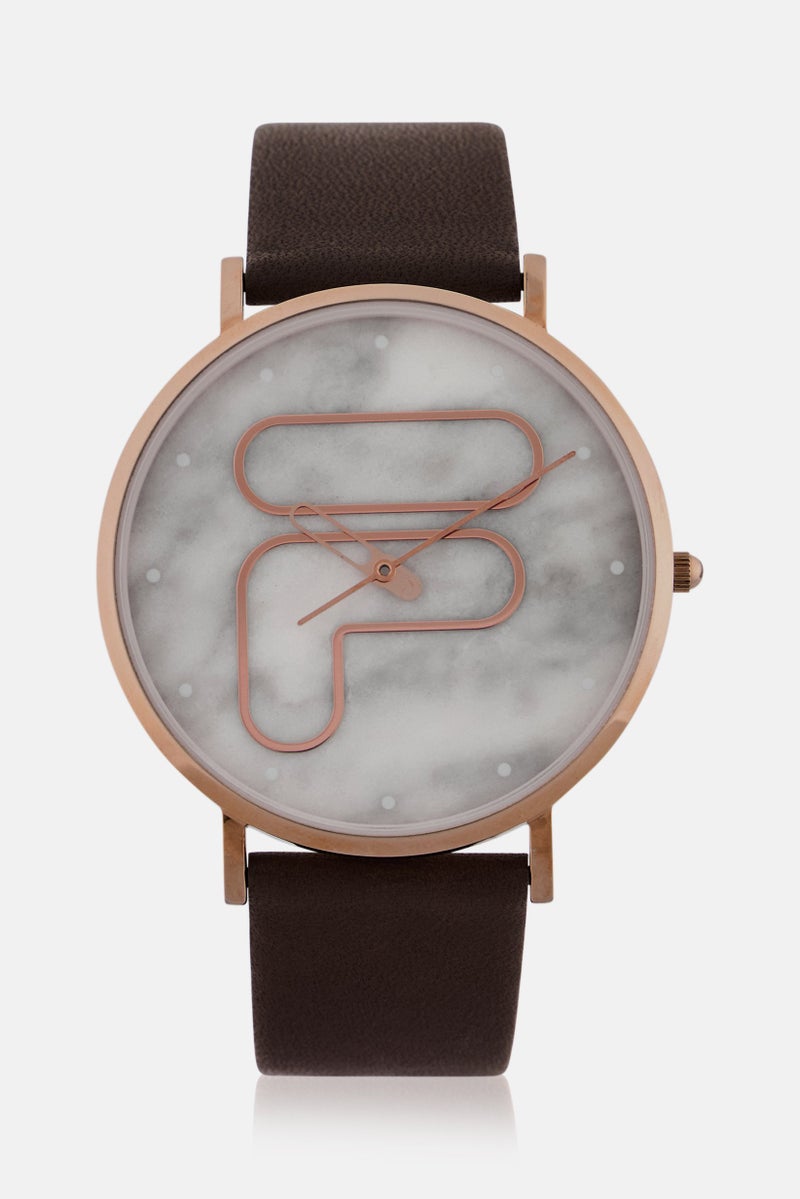 FILA Women 38-192-004 Leather Analog Watch 42 mm, Brown - Image 1