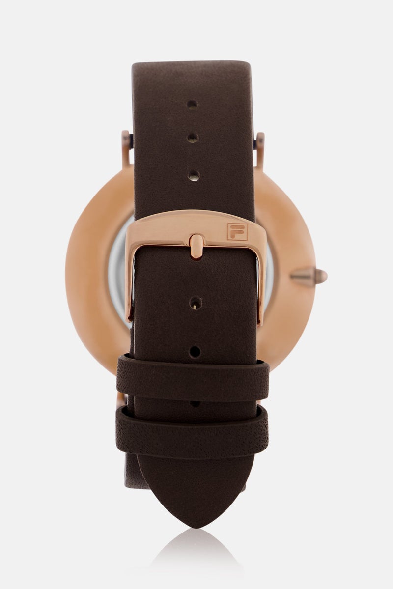 FILA Women 38-192-004 Leather Analog Watch 42 mm, Brown - Image 5