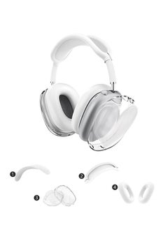 Fazza 4 in 1 Kit for Apple AirPods Max Headphones, Clear Soft TPU Ear Cups Cover and Silicone Ear Pad Case Cover/Headband Cover for AirPods Max (White)  - Image 1