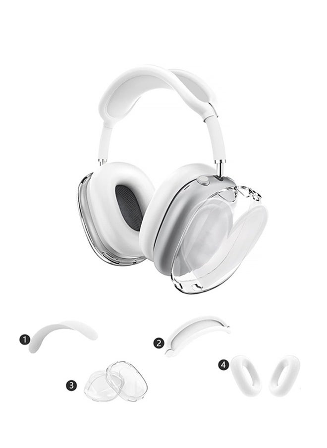 Fazza 4 in 1 Kit for Apple AirPods Max Headphones, Clear Soft TPU Ear Cups Cover and Silicone Ear Pad Case Cover/Headband Cover for AirPods Max (White)  - Image 1