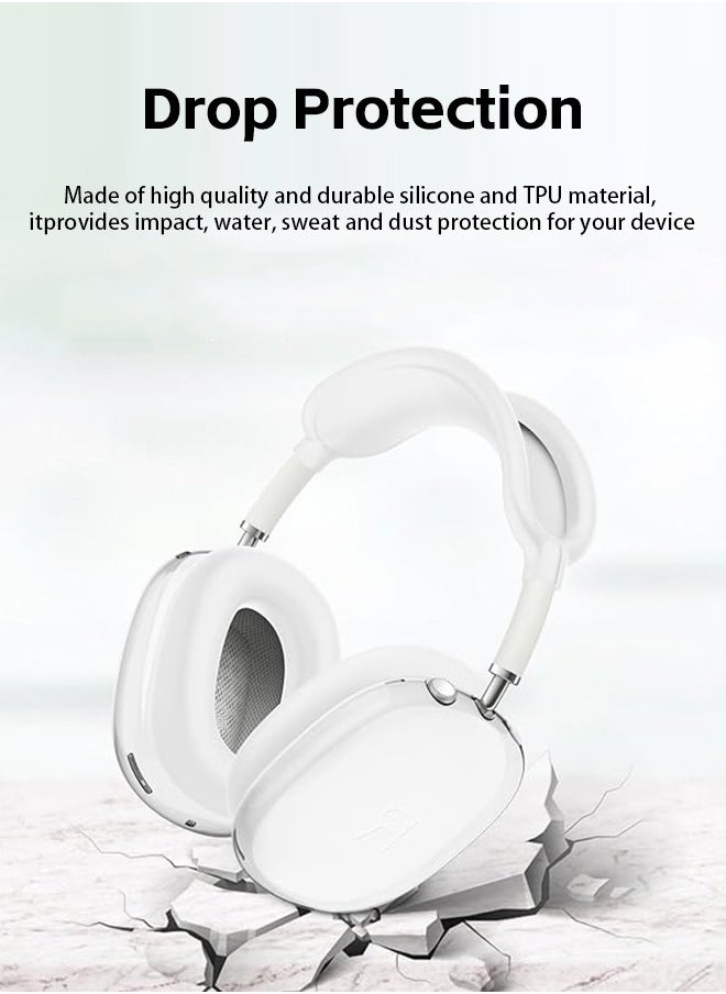 Fazza 4 in 1 Kit for Apple AirPods Max Headphones, Clear Soft TPU Ear Cups Cover and Silicone Ear Pad Case Cover/Headband Cover for AirPods Max (White)  - Image 5