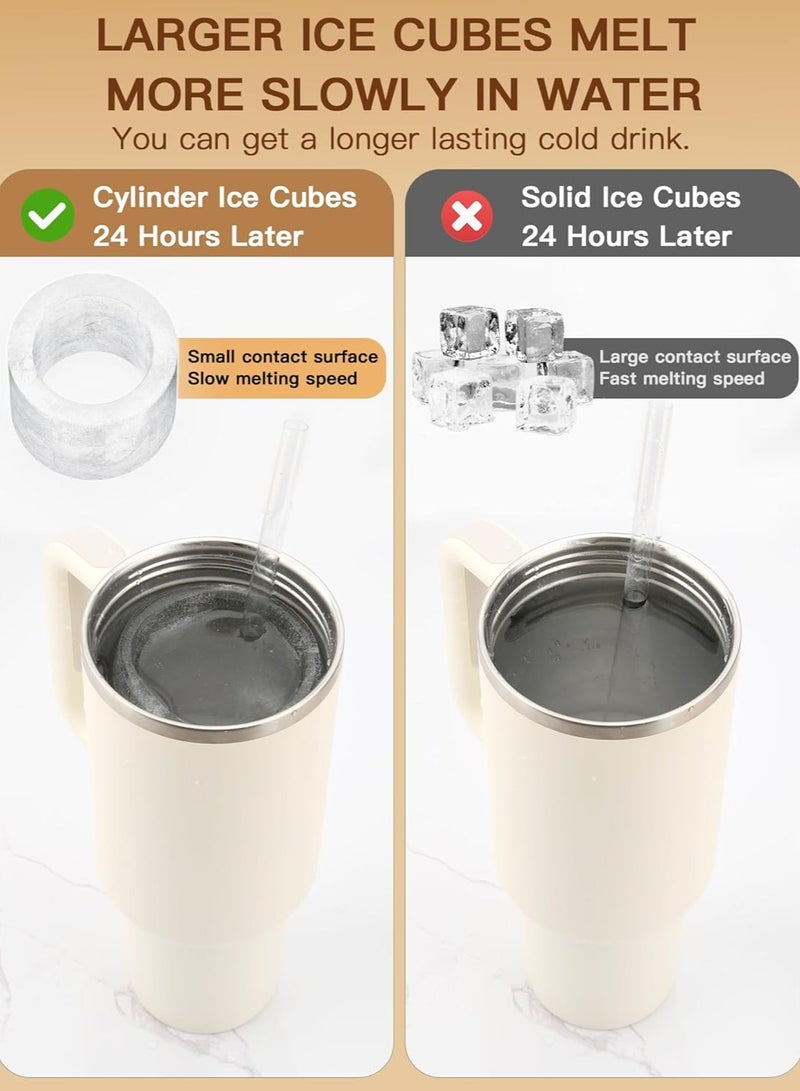 Ice Cube Tray for 30oz - 40oz Glasses, 3 Pieces Silicone Cylindrical Ice Molds with Lid and Ice Box for Refrigerator, Easy Fill and Release Ice Maker for Whiskey, Cocktails, BPA Free (Brown) - Image 4
