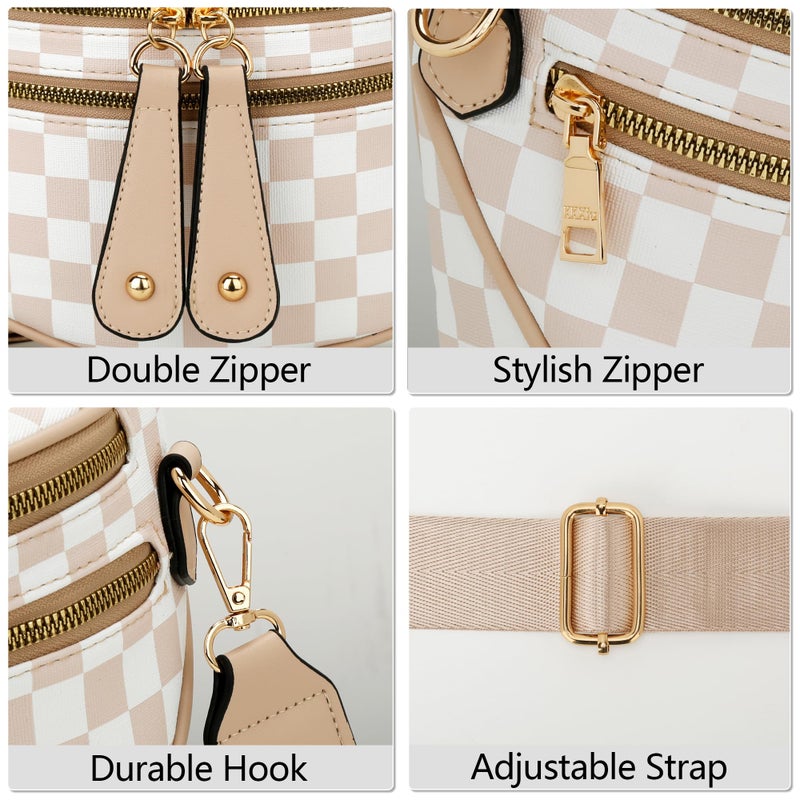 KKXIU Crossbody Sling Bag for Women Trendy Fanny Pack Vegan Leather Chest Bag(2-Beige) - Image 5