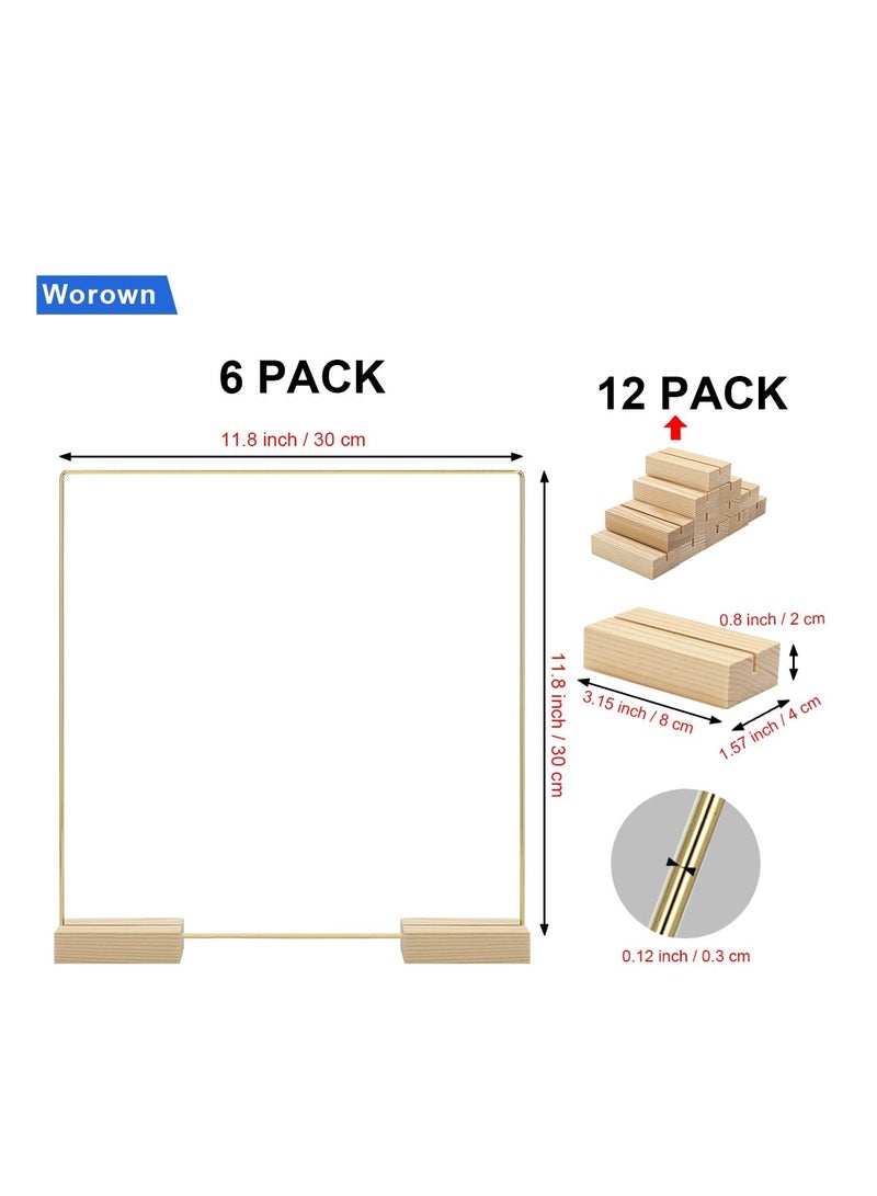 SYOSI 6 Pack 12 Inch Square Metal Floral Hoop Centerpiece and 12 Pieces Wooden Stands for Table, Gold Metal Rings for Making Wedding Table Wreath Decor, Wall Hanging Wreaths and Dream Catchers - Image 5