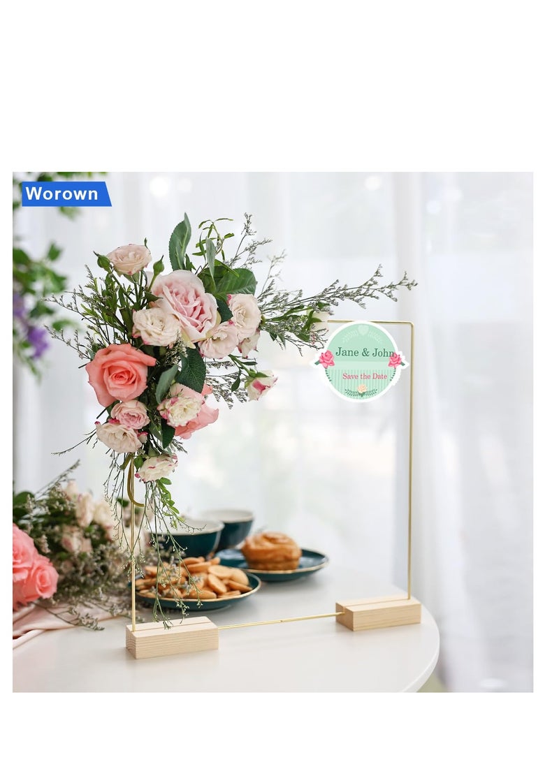 SYOSI 6 Pack 12 Inch Square Metal Floral Hoop Centerpiece and 12 Pieces Wooden Stands for Table, Gold Metal Rings for Making Wedding Table Wreath Decor, Wall Hanging Wreaths and Dream Catchers - Image 3