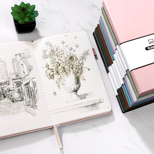 Annecy Lined Journal Notebook, Hardcover Leather Journal for Women & Men, 160 Numbered Pages, Medium 5.5" x 8.25", 100 GSM Thick Paper, Pink - Image 2