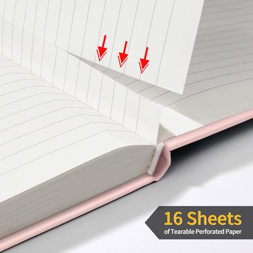 Annecy Lined Journal Notebook, Hardcover Leather Journal for Women & Men, 160 Numbered Pages, Medium 5.5" x 8.25", 100 GSM Thick Paper, Pink - Image 5