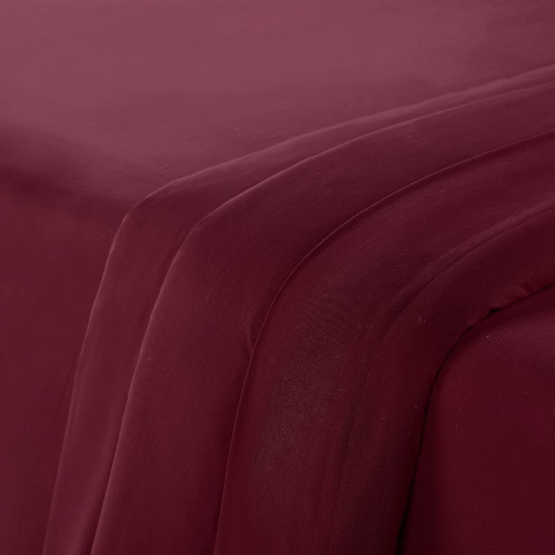 Serta Simply Clean Super Soft Hypoallergenic Stain Resistant Deep Pocket 3 Pieces Solid Bed Sheet Set, Twin, Burgundy - Image 3