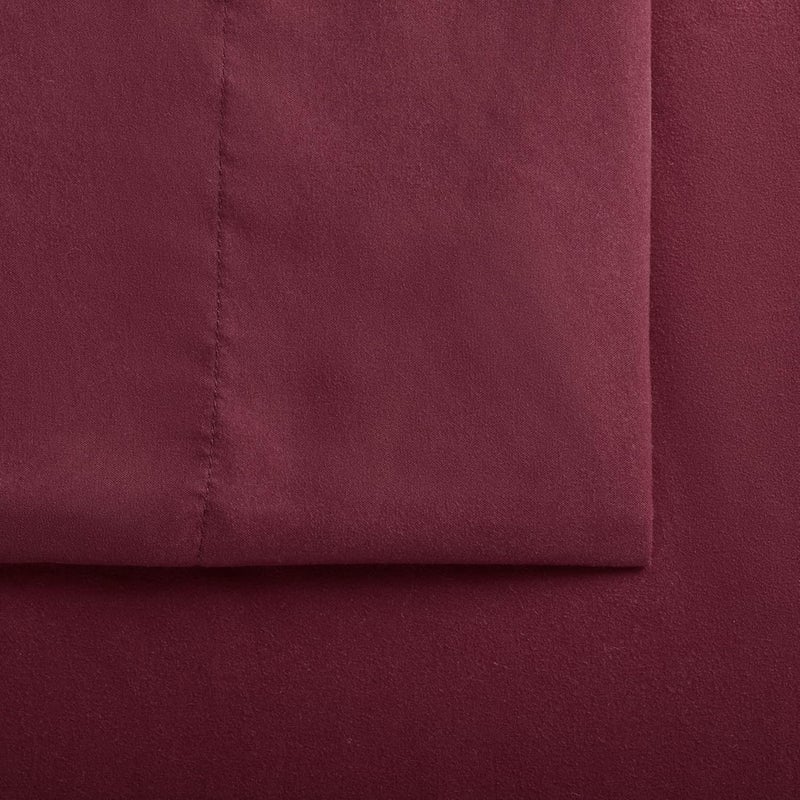 Serta Simply Clean Super Soft Hypoallergenic Stain Resistant Deep Pocket 3 Pieces Solid Bed Sheet Set, Twin, Burgundy - Image 5