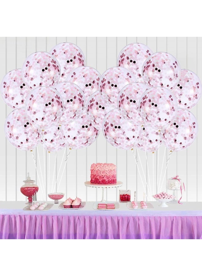 بالونات حفلات من الورق المقوى الوردي والأبيض - عبوة من 30 قطعة، حجم 12 إنش | بالونات لاتكس باللون الوردي الفاتح والأبيض مع كونفيتي | مثالية لتزيين الحفلات، خلفيات التصوير، حفلات أعياد الميلاد، حفلات استقبال المواليد، وحفلات الزفاف - Image 3