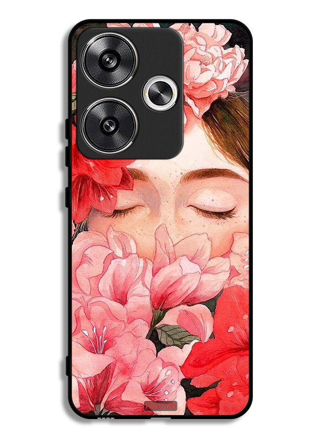 Tolwak Xiaomi Poco F6 5G Protective Case Cover Girl Face Hide In Flowers Art  - Image 1