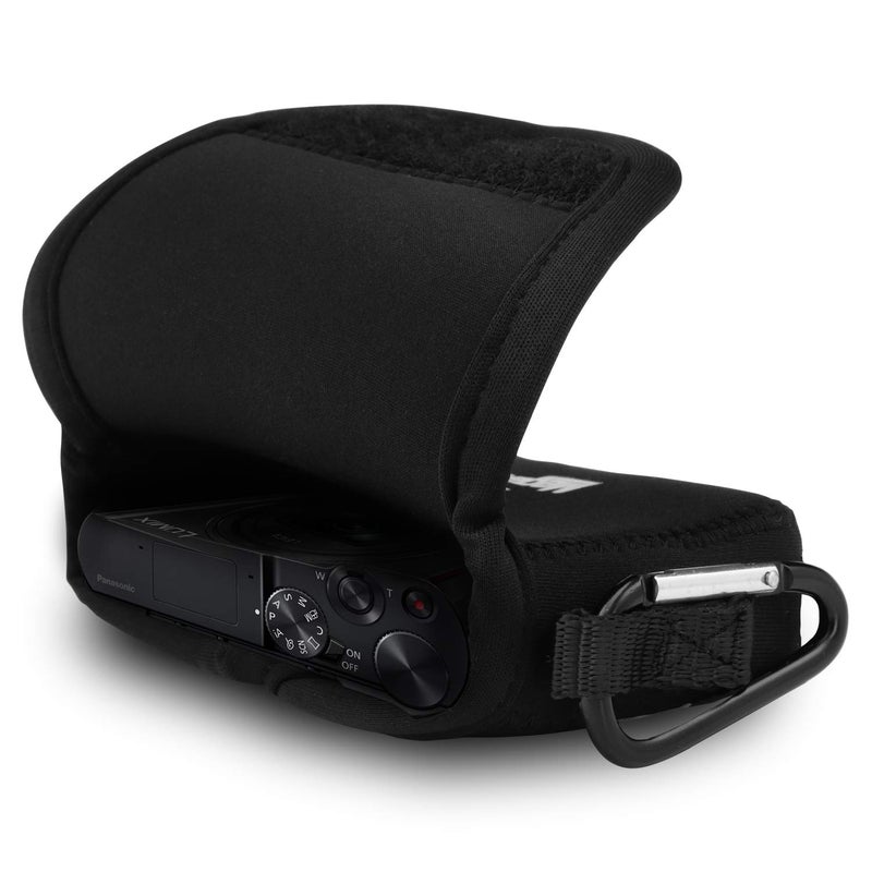 MegaGear Panasonic Lumix DC-ZS200, TZ200, Leica C-Lux Ultra Light Neoprene Camera Case, with Carabiner â€“ Black - Image 3