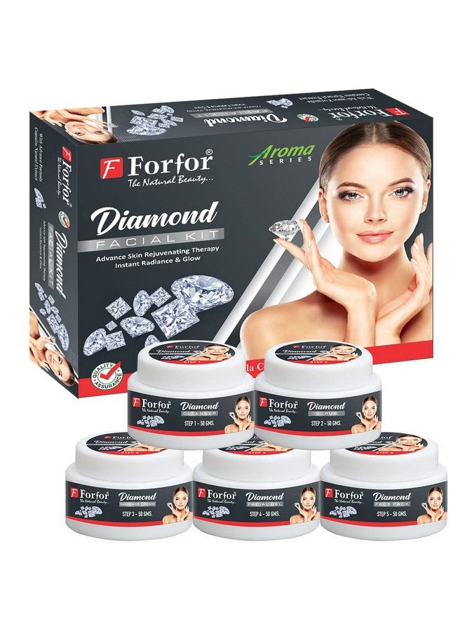 FORFOR مجموعة العناية بالوجه الماسية الطبيعية 5 خطوات 250 جرام للنساء علاج متقدم لتجديد البشرة للحصول على إشراقة فورية وتألق - Image 1