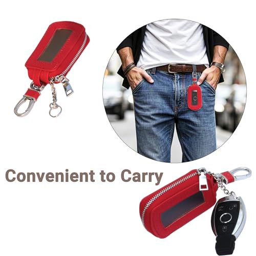 Yuoyar Key Fob Cover, Universal Car Key Leather Case, Fob Holder for Auto Remote (Red) - Image 2