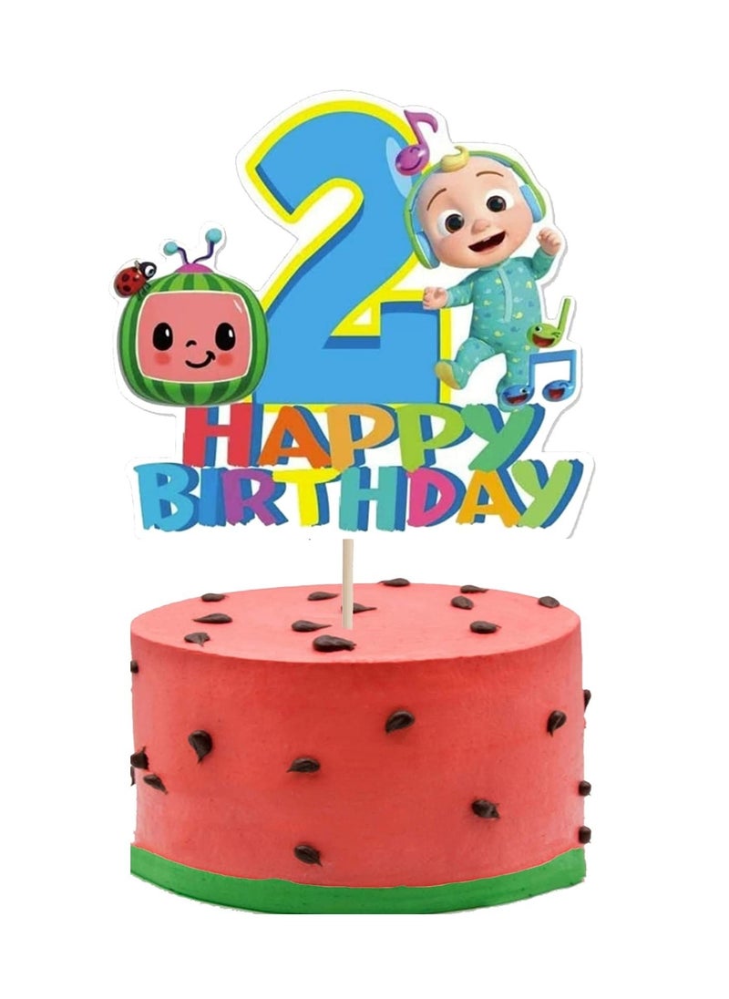 Y&D Cartoon Birthday Cake Topper, Party Supplies for Baby Topper Shower Theme Decoration (2 year old)  - Image 1