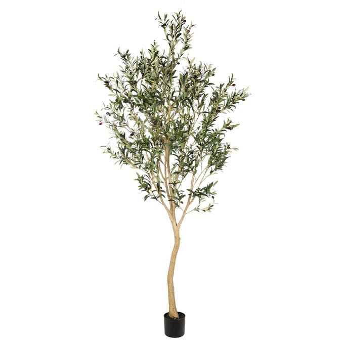 Realead 8ft Tall Faux Olive Tree Realistic Large Silk Olive Tree Artificial Indoors Fake Olive Trees with Branches and Fruits Artificial Olive Trees for Home Office Decor Indoor