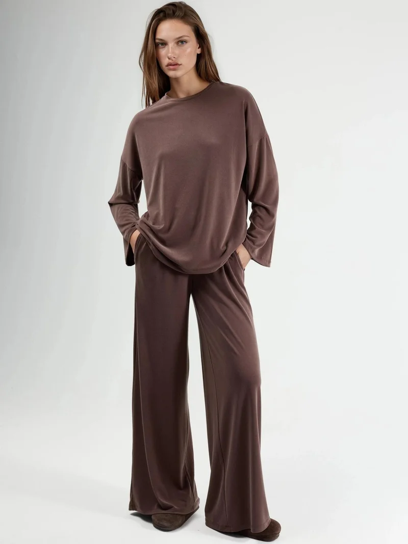 Busem BUSEM Relaxed Fit Crew Neck Long Sleeve Blouse