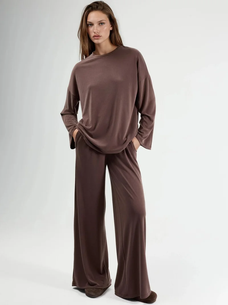 Busem BUSEM Relaxed Fit Crew Neck Long Sleeve Blouse