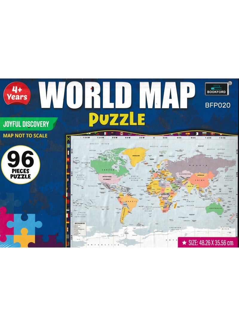 Wahu World Map Puzzle for Kids – 96 Pieces, Educational Learning Toy Puzzle, Age 4+ - Image 1