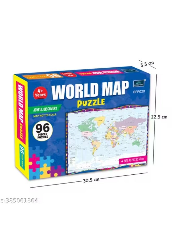 Wahu World Map Puzzle for Kids – 96 Pieces, Educational Learning Toy Puzzle, Age 4+ - Image 5