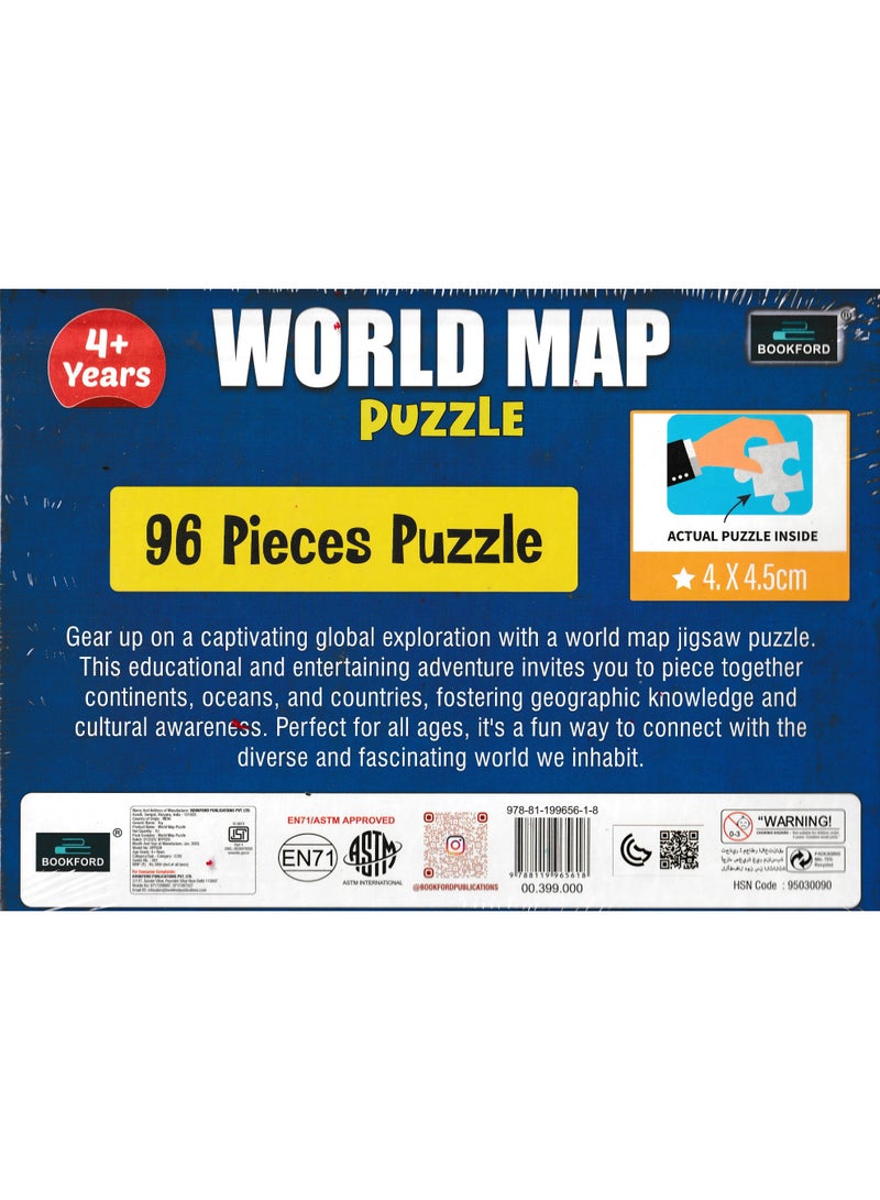 Wahu World Map Puzzle for Kids – 96 Pieces, Educational Learning Toy Puzzle, Age 4+ - Image 2