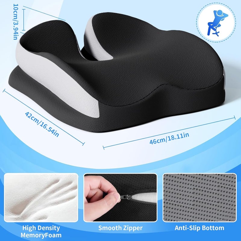 Pomefar Large Seat Cushion Office Chair Cushions,Memory Foam Pressure Relief Coccyx Cushion for Tailbone Pain,Cushion Pillow for Back Support Non-Slip Chair Pad for Office Chair, Car Seat, Wheelchair - Image 4