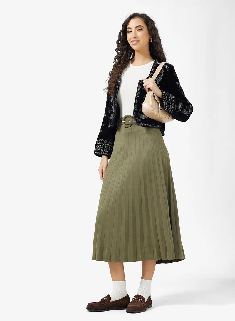 Ginger Belted Pleated Skirt