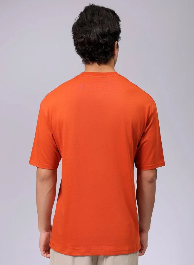 شركة المرآب الهندية Men Boxy Oversized Placement Print Round Neck Tshirt