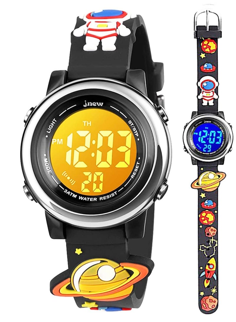 Toddler Kids Digital Watches for Girls Boys 3D Cute Cartoon 7 Color Lights Waterproof Sport Electronic Wrist Watch with Alarm Stopwatch for 3-12 Year Children - Image 1