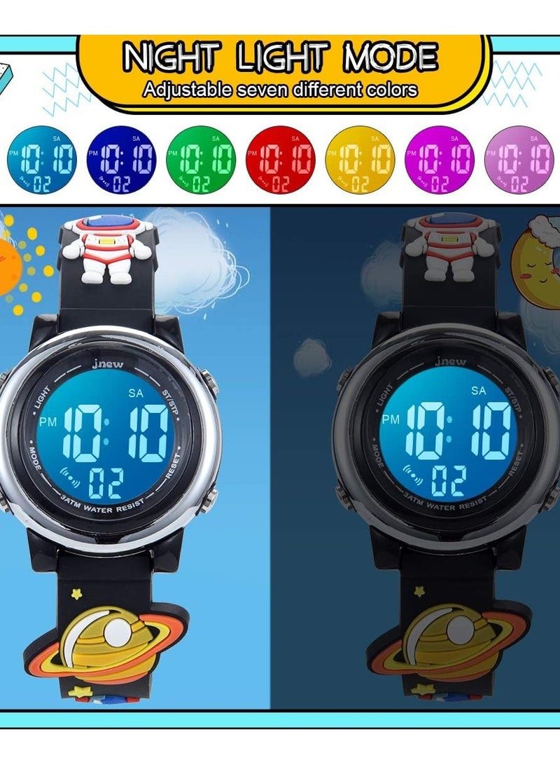 Toddler Kids Digital Watches for Girls Boys 3D Cute Cartoon 7 Color Lights Waterproof Sport Electronic Wrist Watch with Alarm Stopwatch for 3-12 Year Children - Image 5