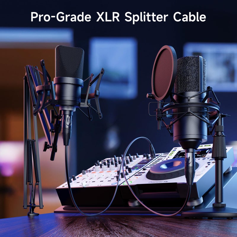 Cable Matters Balanced XLR Splitter Cable - 1.5ft / 0.5m, Male to 2 Female XLR Y Cable, Microphone Splitter 1 Male to 2 Female - Image 2