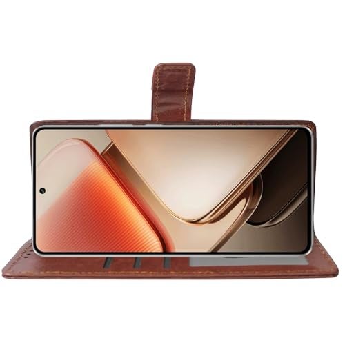Casotec Flip Cover Back Case for iQOO Neo 10R 5G | Premium Leather Finish | Inbuilt Pockets & Stand | Flip Cover Back Case for iQOO Neo 10R 5G (Brown) - Image 5
