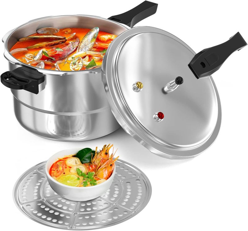 WantJoin 6Qt Aluminum Pressure Cooker w/Release Valve & Multiple Protective Devices,Pressure Canner Compatible with Gas & Induction Cooker,Canner Rack Included - Image 1