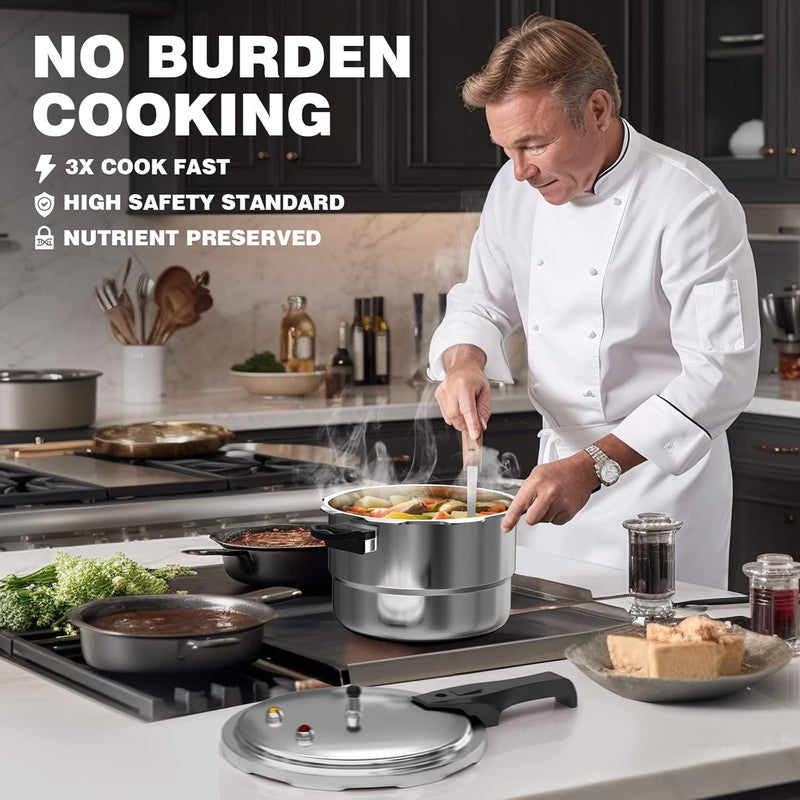 WantJoin 6Qt Aluminum Pressure Cooker w/Release Valve & Multiple Protective Devices,Pressure Canner Compatible with Gas & Induction Cooker,Canner Rack Included - Image 4