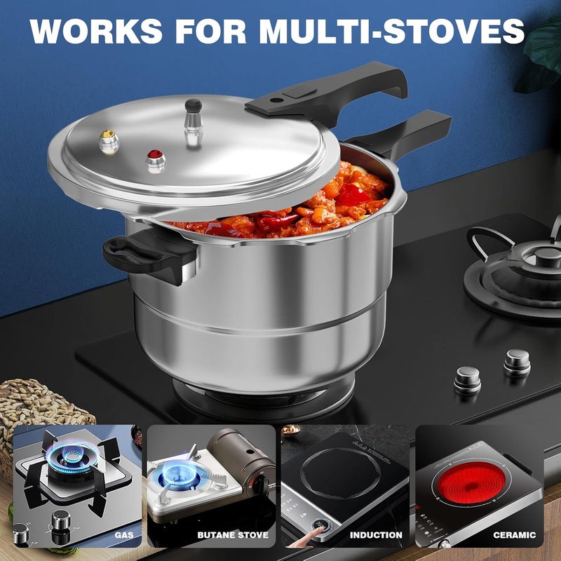 WantJoin 6Qt Aluminum Pressure Cooker w/Release Valve & Multiple Protective Devices,Pressure Canner Compatible with Gas & Induction Cooker,Canner Rack Included - Image 5
