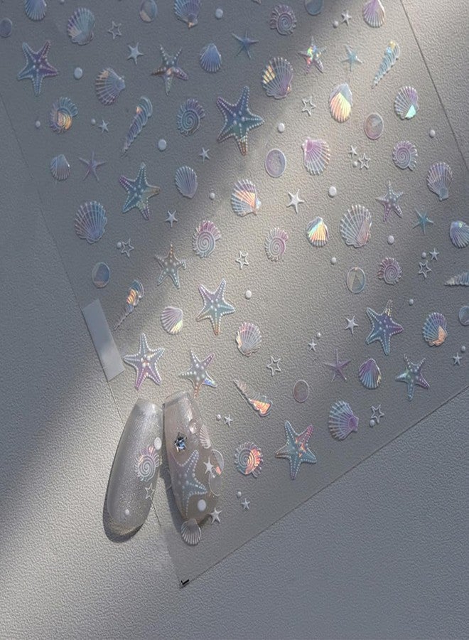 LIFOOST 5D Embossed Seashell Nail Stickers Shiny Shell Light Ocean Nail Art Stickers Self-Adhesive Summer Marine Life Nail Decals for Women Girls Manicure DIY - Image 4