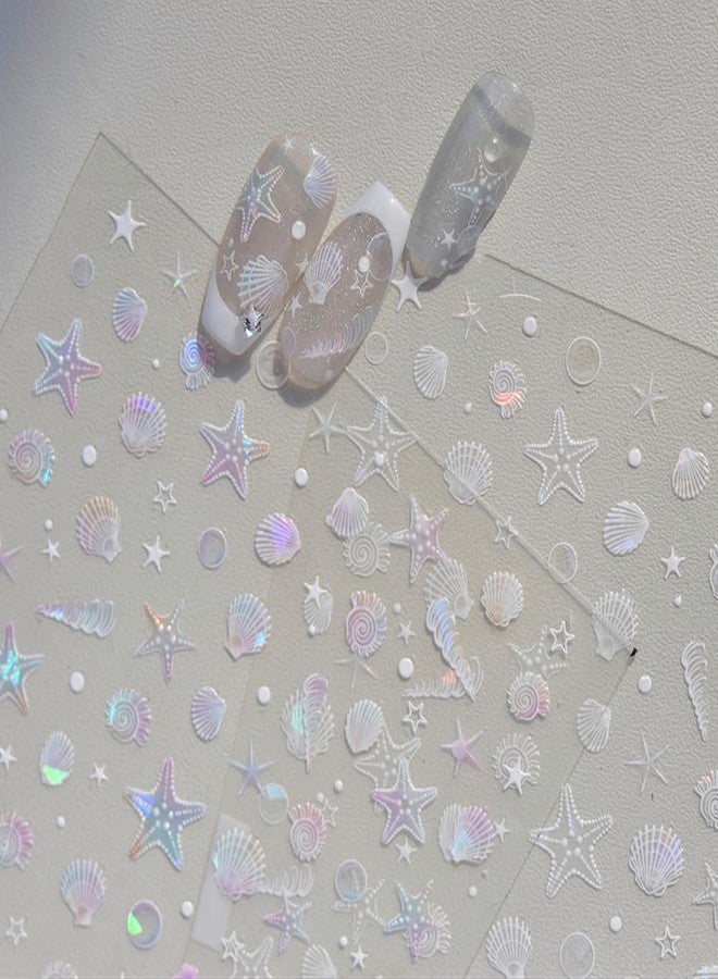LIFOOST 5D Embossed Seashell Nail Stickers Shiny Shell Light Ocean Nail Art Stickers Self-Adhesive Summer Marine Life Nail Decals for Women Girls Manicure DIY - Image 5