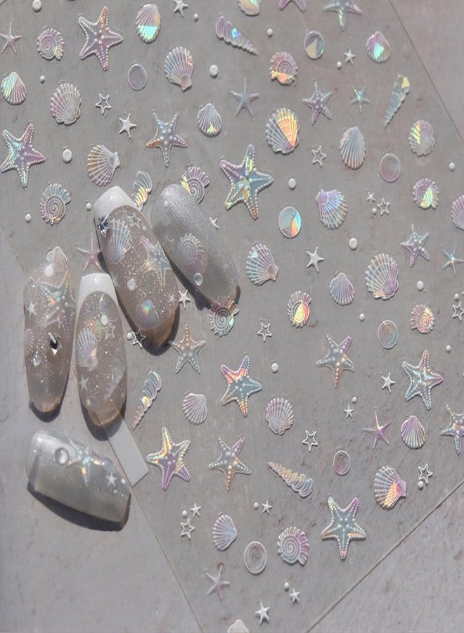LIFOOST 5D Embossed Seashell Nail Stickers Shiny Shell Light Ocean Nail Art Stickers Self-Adhesive Summer Marine Life Nail Decals for Women Girls Manicure DIY - Image 1