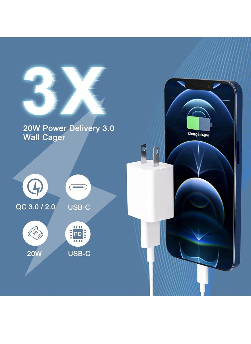 HuHa - Fast Charger iPhone,【Apple MFi Certified】 Type C Wall Charger Block with 2pack [6FT&3FT] Long USB C to Lightning Cable for iPhone 14/13/12/12 Pro Max/11/Xs Max/XR/X,AirPods Pro(White 2pack) - Image 1