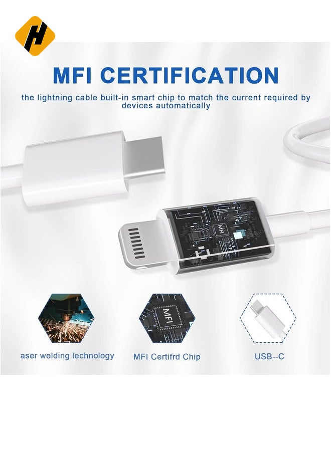 HuHa - Fast Charger iPhone,【Apple MFi Certified】 Type C Wall Charger Block with 2pack [6FT&3FT] Long USB C to Lightning Cable for iPhone 14/13/12/12 Pro Max/11/Xs Max/XR/X,AirPods Pro(White 2pack) - Image 1