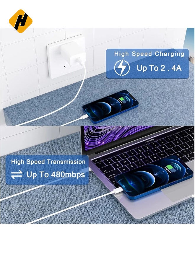 HuHa - Fast Charger iPhone,【Apple MFi Certified】 Type C Wall Charger Block with 2pack [6FT&3FT] Long USB C to Lightning Cable for iPhone 14/13/12/12 Pro Max/11/Xs Max/XR/X,AirPods Pro(White 2pack) - Image 1