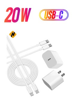 Fast Charger iPhone,【Apple MFi Certified】 Type C Wall Charger Block with 2pack [6FT&3FT] Long USB C to Lightning Cable for iPhone 14/13/12/12 Pro Max/11/Xs Max/XR/X,AirPods Pro(White 2pack)