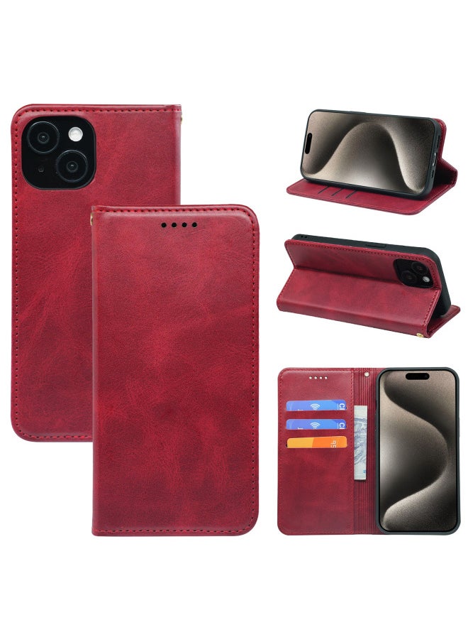 Generic Strong Magnetic Mini-bull Leather Phone Case For 14/se3 2022/For Iphone 13/12/11/7/xr Digital Computer Protective Cover-Color:Red-Applicable Model:For AppleFor Iphone 7/8/SE2(2020)/SE3(2022)  - Image 1