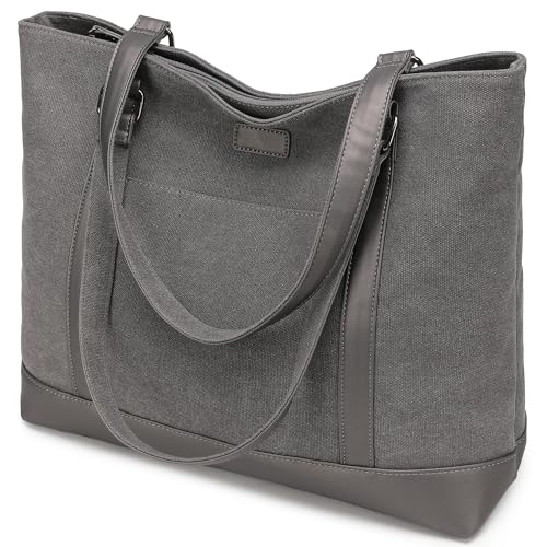 Barsine Laptop Bag for Women - Teacher Canvas Tote Bag with Compartments, Work Tote Bag for Travel Office 15.6 Inch - Image 1