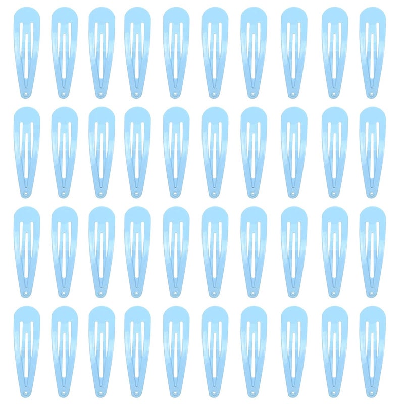 40 Counts Blue Color Metal Snap Hair Clips 2 Inch Barrettes for Women Accessories