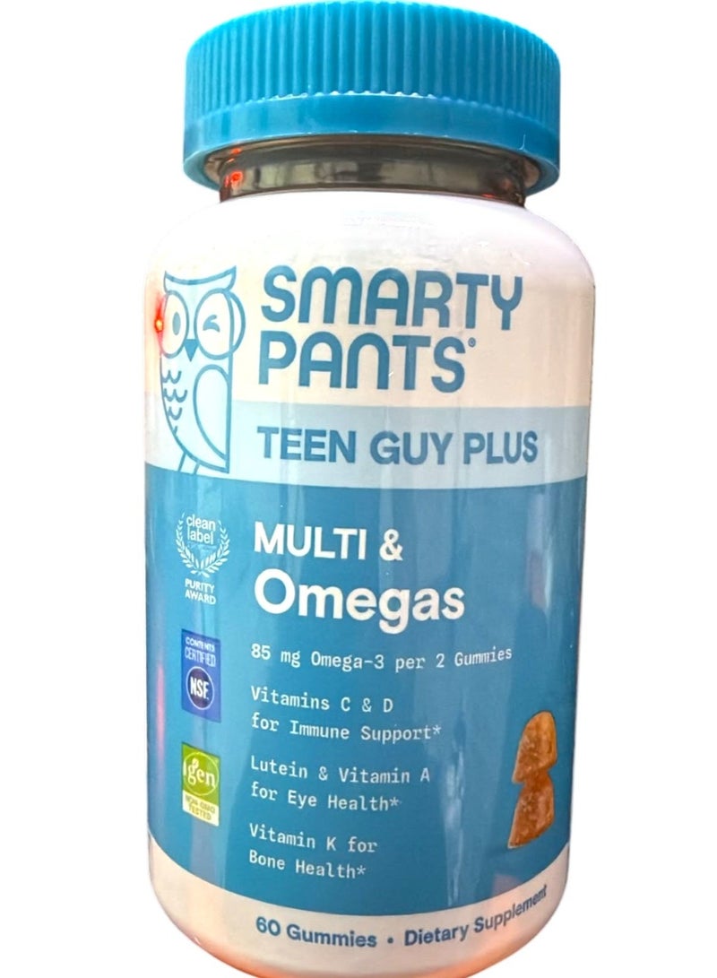 SmartyPants جواهر متعددة الفيتامينات للشباب المراهقين - صيغة محسّنة: أوميغا 3 (DHA/EPA)، فيتامين D3، C، فيتامين B12، B6، A، K والزنك، حمض الفوليك، خالي من الجلوتين، نكهة فواكه، 60 حبة (إمداد لمدة 30 يومًا) - Image 1